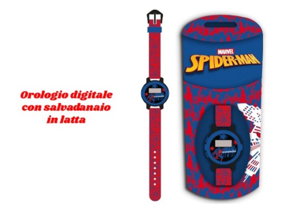 Spiderman | orologio digitale con salvadanaio latta spiderman