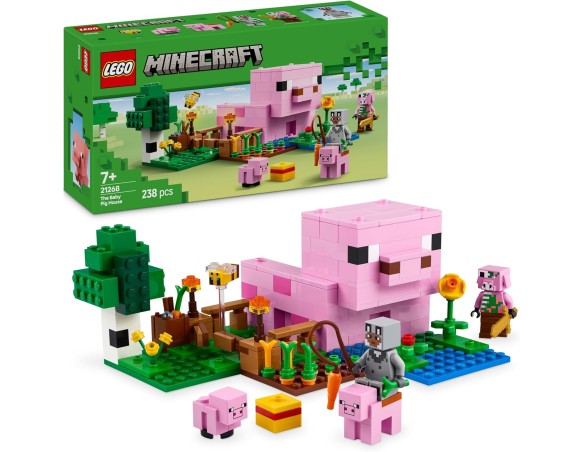 LEGO Minecraft La Casa del Maialino Giocattolo - Set di Costruzioni che Include una Figura Eroe, un Mob, una Fattoria e un Biom