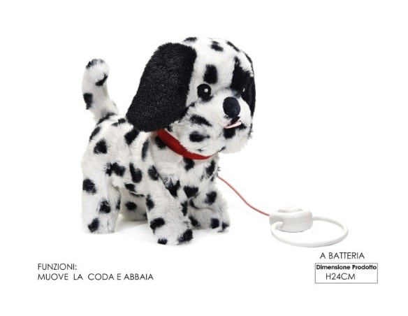 Cane filoguidato a batteria con movimento e suono h.23cm