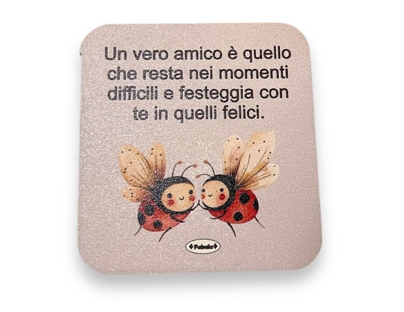 Fabula | Magnete 7cm calamita Dell'amicizia In Legno Naturale fabula un vero amico è quello che resta..