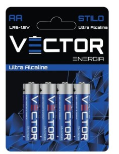 Pila pile vector super alcalina stilo blister da 4 pile