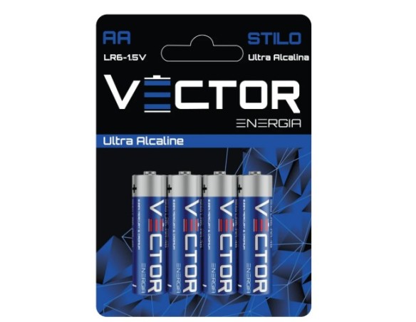 Pila pile vector super alcalina stilo blister da 4 pile