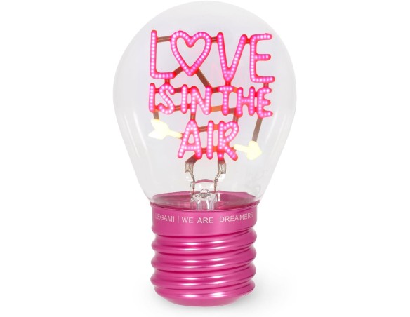 Legami - Lampada da Tavolo a forma di Lampadina, Ricaricabile con Cavo USB, Senza Fili, Bulb Fiction, san valentino Tema Love i