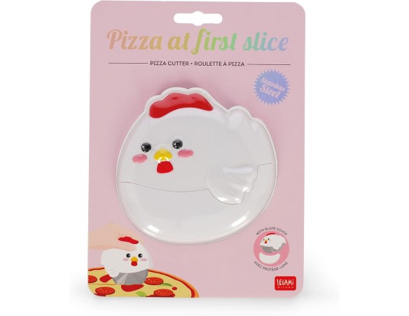 Legami - Rotella Tagliapizza, Pizza at First Slice, Tema Hen,Gallina Diametro della Lama: Ø 75 mm, Lama in Acciaio Inossidabile
