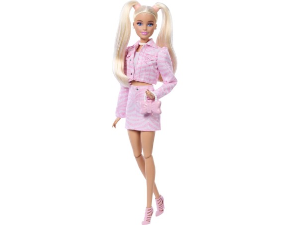 Barbie | Barbie - Deluxe Style n. 9, bambola dai capelli biondi con outfit in denim rosa, giacca e gonna coordinate con accesso