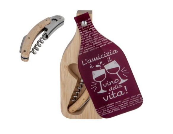 Bordeaux set vino confezione bottiglia con cavatappi 7,5x17cm amicizia