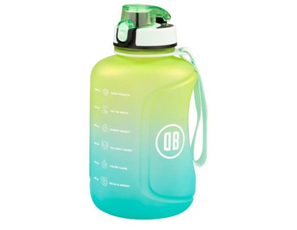 Borraccia motivazionale 1,5 litri lime e azzurro con cannuccia 24x12 cm - Casa Collection