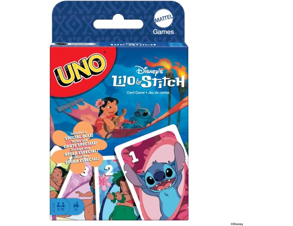 Carte Mattel Games - UNO Disney Lilo e Stitch, versione dell'iconico gioco di carte per tutta la famiglia, regole speciali e ca