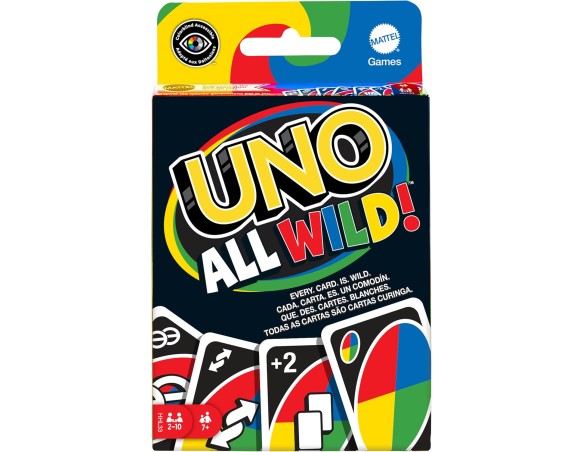 Carte Mattel Games-UNO All Wild, Gioco di Carte per Famiglie e Bambini 7+ Anni, HHL33