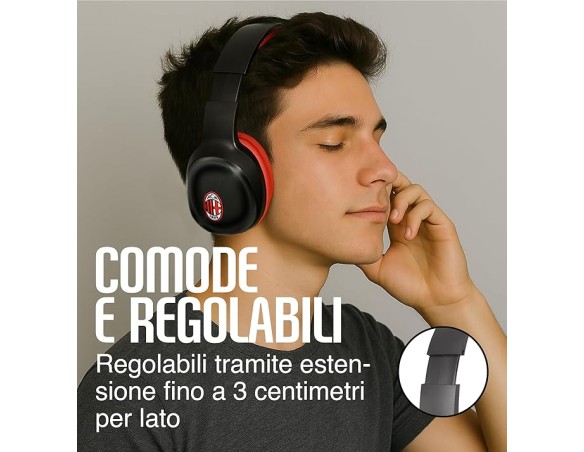 Milan | Cuffie Senza Filo Milan Wireless Over-Ear, Bluetooth Regolabili, con Microfono Incorporato, HiFi Stereo, Micro SD Slot,
