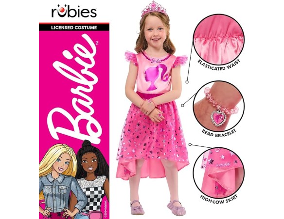 Barbie | Costume Carnevale Ufficiale Barbie con Accessori taglia 4-6 anni
