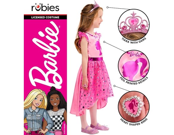 Barbie | Costume Carnevale Ufficiale Barbie con Accessori taglia 4-6 anni