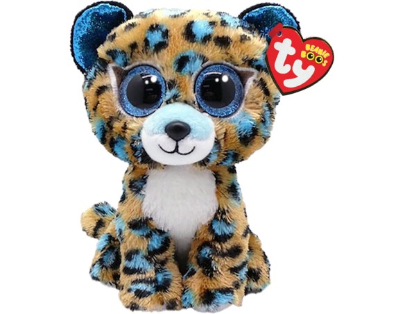 Beanie Boos | Peluche Ty Beanie Boos  Cobalt il Leopardo, con Occhi Azzurri Grandi e Glitter, il Peluche con gli Occhi Grandi S