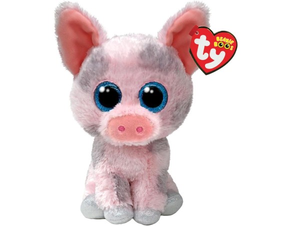 Beanie Boos | Peluche Ty Beanie Boos Hambo il tenero Maialino con Occhioni Azzurri Glitterati, il Peluche con gli Occhi Grandi 
