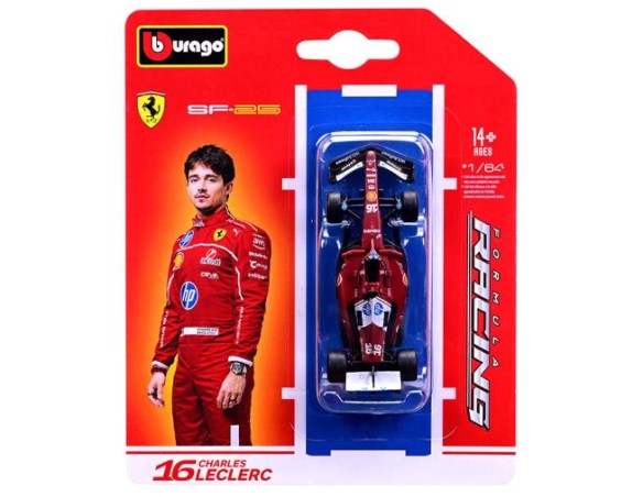 F1 FERRARI SF-25 CHARLES LECLERC -16 BLISTER SCALA 1:64 ALTRI BRAND - GIOCATTOLI VARI