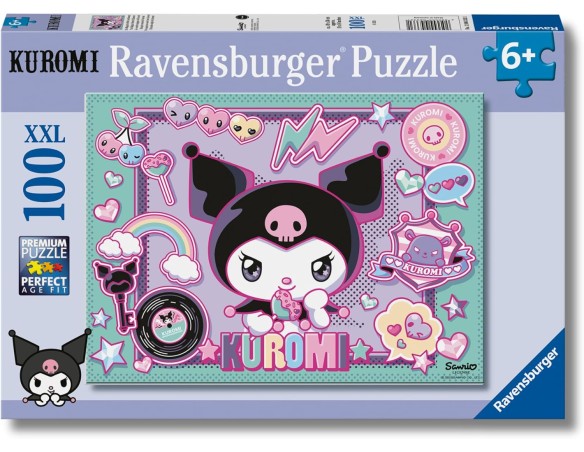 PUZZLE Kuromi XXL 100 Pezzi | Puzzle 6 Anni In Su | Puzzle 100 Pezzi Per Bambini Da 6 Anni In Su | 49 x 36 | Puzzles Ravensburg