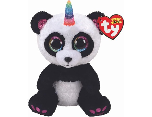 Beanie Boos | TY - Peluche Paris Il Panda con Occhi Arcobaleno Grandi e Glitter, Il Peluche con Gli Occhi Grandi Scintillanti -