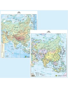 Cartina geografica fisico / politica 29,7x42 asia