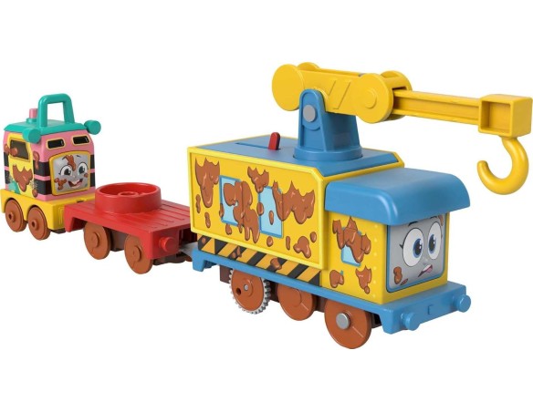 Thomas & Friends Fisher-Price Fix 'em Up Friends, set di veicoli motorizzati con treno giocattolo e gru, per bambini dai 3 anni