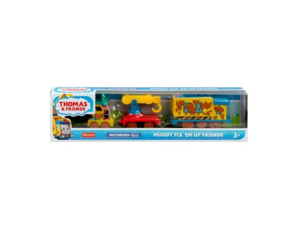 Thomas & Friends Fisher-Price Fix 'em Up Friends, set di veicoli motorizzati con treno giocattolo e gru, per bambini dai 3 anni