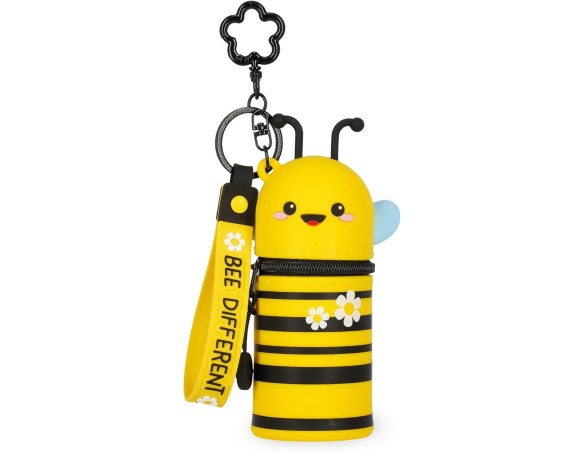 Legami - Portamonete con Portachiavi Mini Kawaii bee ape, con Anello a Spirale, Moschettone e Laccio da Polso, in Silicone, 5 x