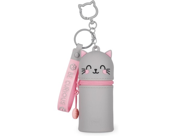Legami - Portamonete con Portachiavi Mini Kawaii kitty gatto, con Anello a Spirale, Moschettone e Laccio da Polso, in Silicone,
