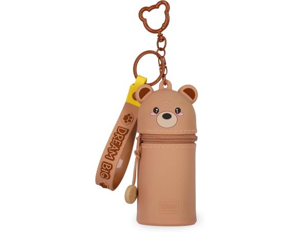 Legami - Portamonete con Portachiavi Mini Kawaii orso, con Anello a Spirale, Moschettone e Laccio da Polso, in Silicone, 5 x 12
