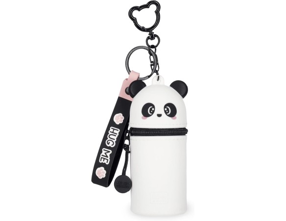 Legami - Portamonete con Portachiavi Mini Kawaii panda, con Anello a Spirale, Moschettone e Laccio da Polso, in Silicone, 5 x 1