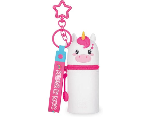 Legami - Portamonete con Portachiavi Mini Kawaii unicorno, con Anello a Spirale, Moschettone e Laccio da Polso, in Silicone, 5 