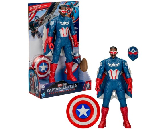 Marvel Avengers Captain America: coraggioso New World Flight Mode action figure con accessori, giocattoli super eroi da 22 cm p