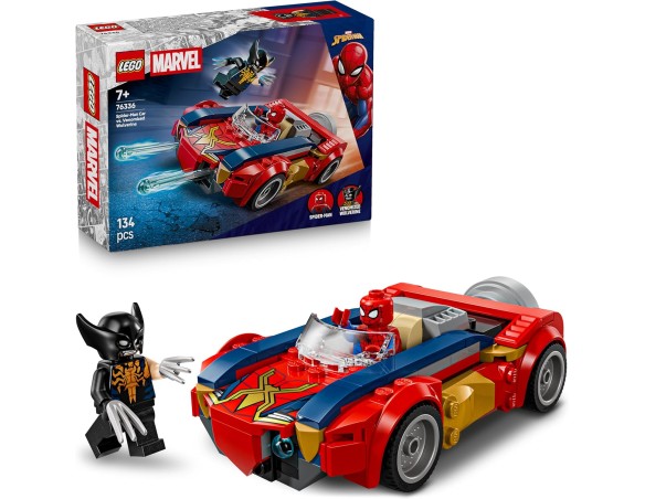 LEGO 76336 | Marvel Auto di Spider-Man vs. Venomized Wolverine - Giocattolo dei Supereroi con Modello di Macchina, 2 Minifigure