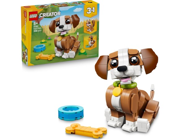 LEGO Creator 3 in 1 31382 Adorabili Animali: Cagnolino Giocoso - Giocattolo con Animale Domestico Trasformabile in Scoiattolo o