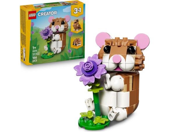 LEGO Creator 3 in 1 31376 Simpatico Criceto con Fiore Giocattolo - Animale Trasformabile in Riccio o Aquila con Uovo - Decorazi