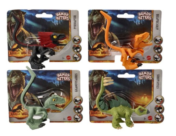 Jurassic world dinosauro bendys assortito  GIGANTOSAURUS - atrociraptor - stegosaurus pyroraptor