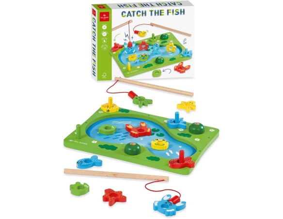 Dal Negro - Catch the Fish, gioco della pesca con magneti. in legno Adatto per bambini 3+