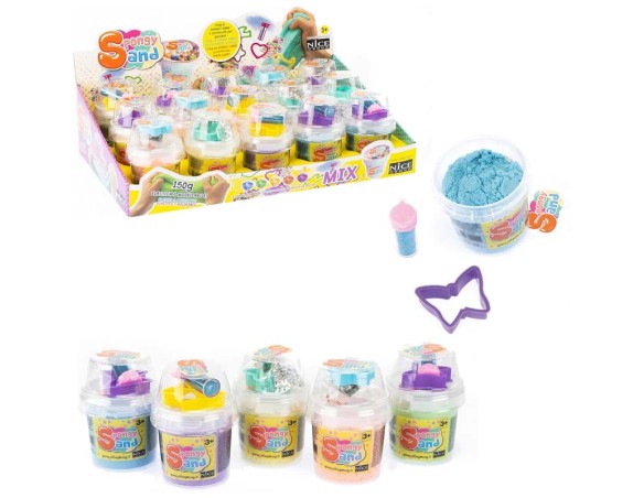 NICE SPONGY SAND BARATTOLO SABBIA CINETICA COLORATA CON PERLINE E GLITTER 91000
