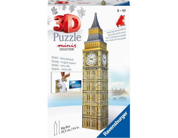 Ravensburger - 3D Puzzle Mini Big Ben, 54 Pezzi, 8 Anni