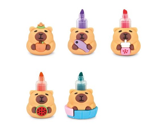 Evidenziatore Evidenziatori Be cappy Mini set 4 pz pastello capibara
