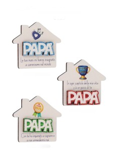 Magnete casetta calamita del papà papa' In Legno Naturale...