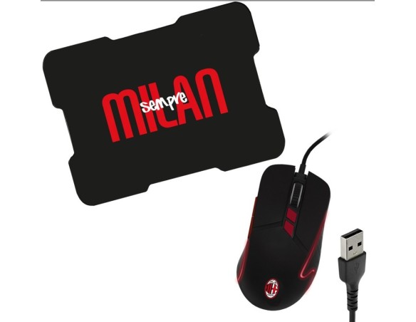 Milan | - TECHMADE COMBO SET GAMING MOUSE+PAD UFFICIALE MILAN