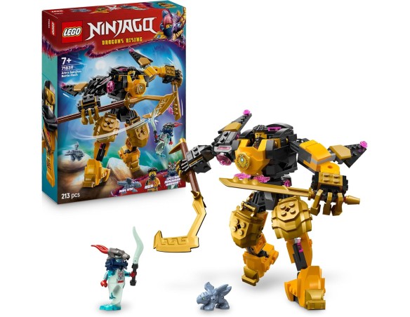 LEGO NINJAGO 71839 Battle Mech Spinjitzu di Arin - Action Figure Snodabile con Parti Scambiabili, Drago Giocattolo Baby Riyu e 