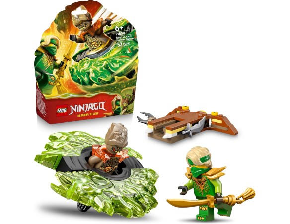 LEGO NINJAGO Lloyd Contro Spinner Mostro della Terra - Giocattolo Ninja Rotante con Lanciatore, Trottola da Combattimento e 2 M