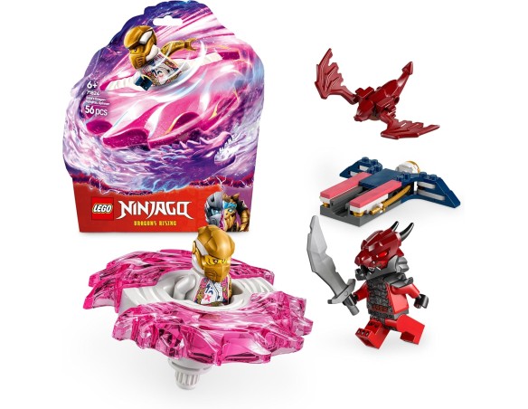 LEGO NINJAGO Spinner del Drago Spinjitzu di Sora - Trottola Giocattolo Ninja con Elementi di Potere e 2 Minifigure con Spade, G