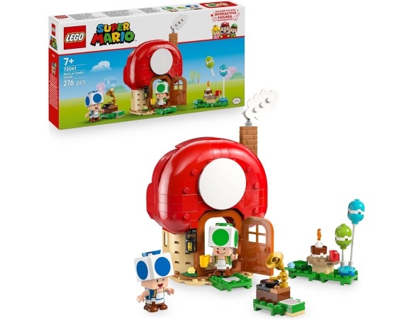 LEGO Super Mario Festa a Casa di Toad Giocattolo - Set Interattivo con 2 Figure, Cucina, Camera da Letto e Tavolo da Picnic - R