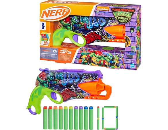 Pistola Hasbro F9972 Nerf Teenage Mutant Ninja Turtles Blaster con 10 Dardi