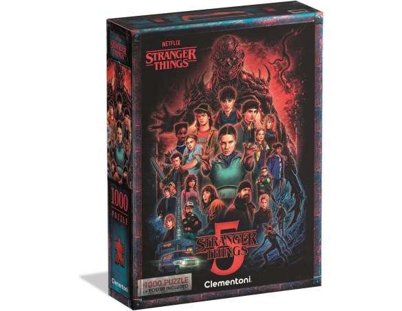 Clementoni – Stranger Things Puzzle 1000 Pezzi Stagione 5, Battaglia Finale a Hawkins, Poster Incluso, Celebration Collection, 