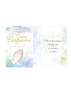 Biglietto di Auguri Prima Confessione - con Mani giunte e...