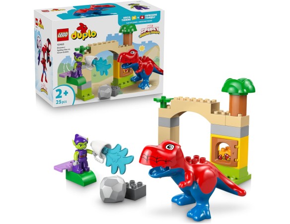 LEGO DUPLO Marvel Dinosauro Spidey-Rex vs. Goblin - Giocattolo per lo Sviluppo della Motricità Fine - con 2 Personaggi Incluso 