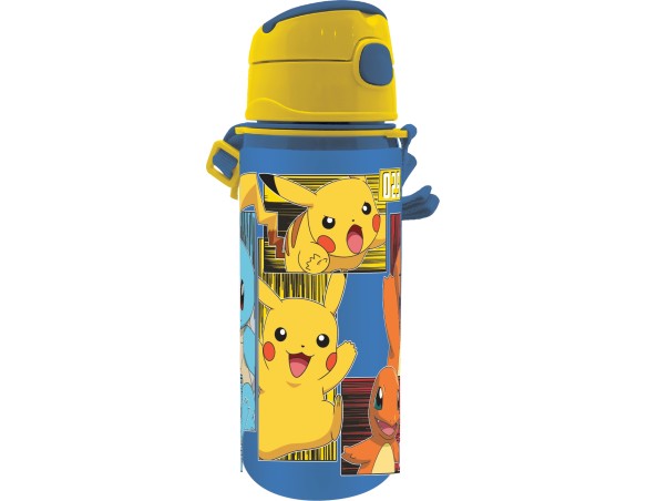 Pokemon | Borraccia Pokemon in alluminio 600 ml con tracollina regolabile 7x22 cm