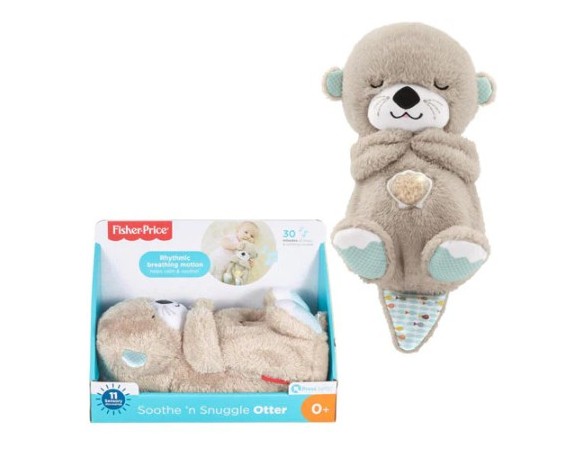 Fisher-Price Lontra Coccola & Relax - Carillon Neonati Succhietto con Movimento Respirazione - Luci e Suoni - Scoperte Sensoria